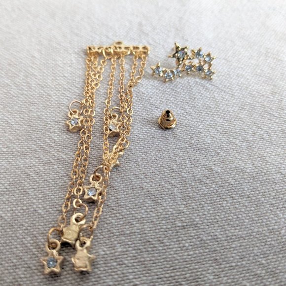 Celestial Golden Dangly Ear Jacket Earrings - Picture 14 of 16